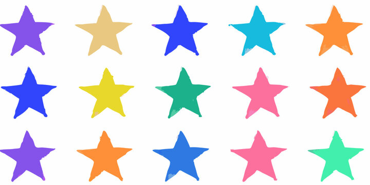 Colorful Starburst Shapes A Hand painted Vector Pattern On White Background