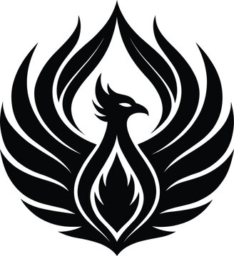 phoenix flame  silhouette vector icon  bold geomet