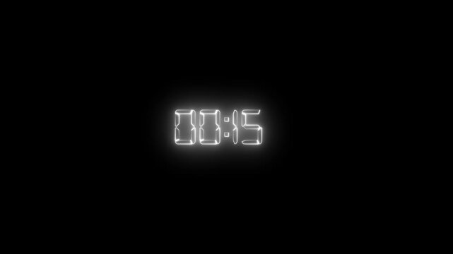 Glowing white digital clock displaying 0009 on a black background countdown timer