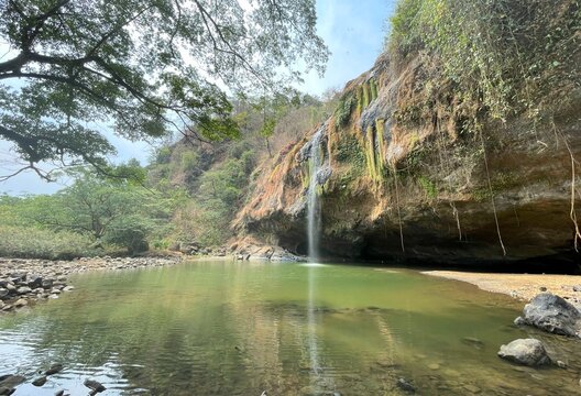Curug Sodong waterfall at Ciletuh Geopark in Sukabumi, West Java