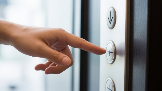 Hand pressing button for elevator