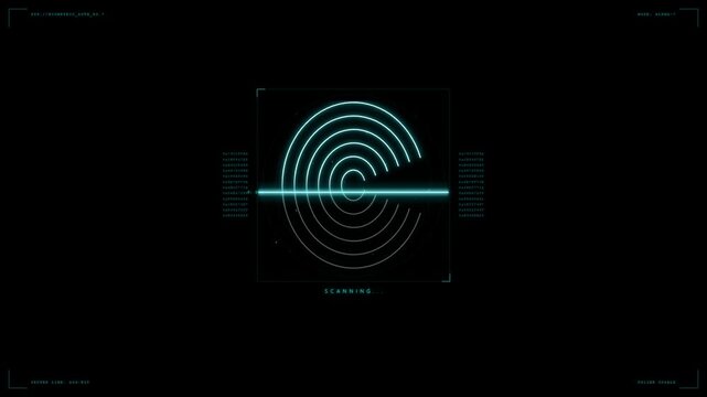Futuristic Fingerprint Scan Animation for Digital Security and Biometric Identification.