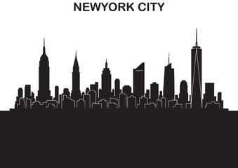 Obraz premium Premium New York City Skyline Silhouette Vector Featuring Famous NYC Landmarks and Manhattan Architecture for Modern Travel Tourism and Urban Graphic Design Projects