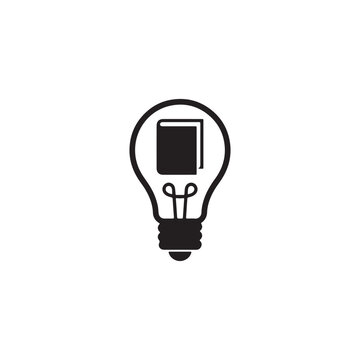 Book inside a light bulb icon