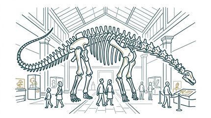 Complete Dinosaur Skeleton Display in Museum Hall. © Rotan