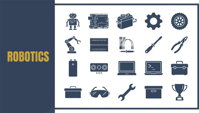 Robotics technology icons for engineering and stem education