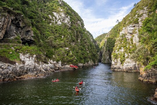 Kayakers in the Storms River Gorge, Tsitsikamma National Park, Plettenberg Bay, Garden Route National Park, South Africa