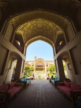 Kashan, Iran, May 2019: Tabatabaei Natanzi Khaneh Historical House in Kashan, Iran