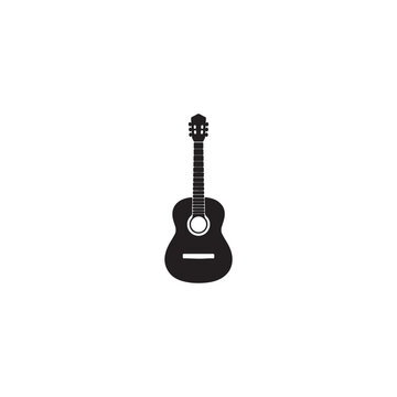 Black silhouette icon of an acoustic guitar