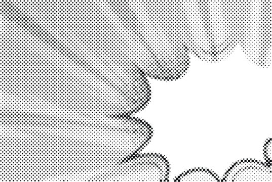 Retro comic book speech bubble with halftone dot pattern texture isolated on transparent background