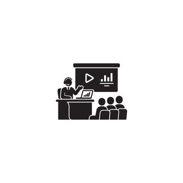 Business professional giving a presentation to a team