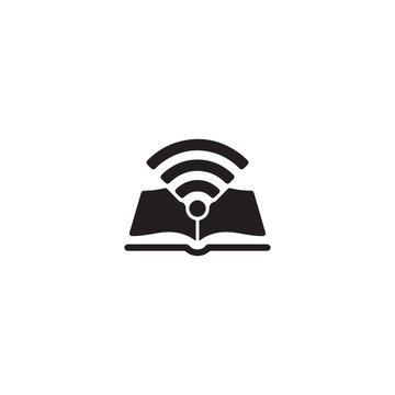 Open book with wireless internet wifi signal icon