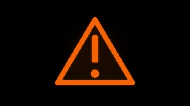 Digital Warning Sign Animation with Red Alert Symbol and Hazard Indicator