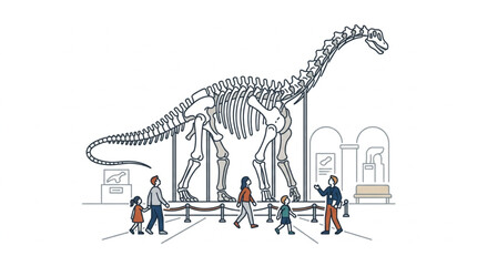 Dinosaur Skeleton Display in Museum Exhibit Hall. © parunten
