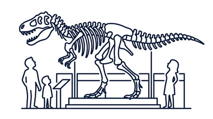 Dinosaur Skeleton Display in Museum Exhibit. © parunten