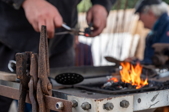 Balcksmith at work during the Ardara Show in County Donegal, Ireland