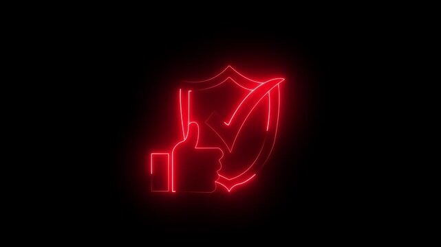  Neon glowing reliability icon, support concept, call center and customer service. Business concept. Glowing neon line of animated reliability icon isolated on transparent background 4k video