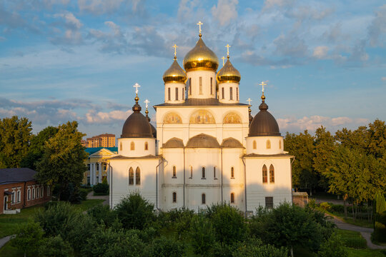 The ancient Cathedral of the Assumption of the Blessed Virgin Mary (1509-1533) in the Dmitrov Kremlin on a sunny July morning. Moscow oblast