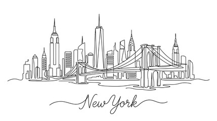 Obraz premium New York City Skyline Continuous Line Drawing