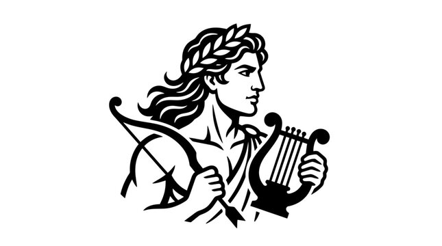 Apollo Greek God Archery Lyre Laurel Wreath Vector Art