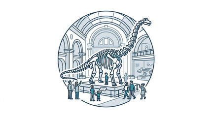 Dinosaur Skeleton Display in Museum Hall. © kur