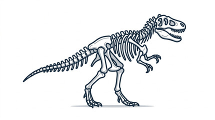 Detailed Dinosaur Skeleton Illustration in Side View. © kur