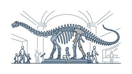 Dinosaur Skeleton Display in Museum Exhibit Hall. © kur