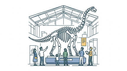 Dinosaur Skeleton Display in Museum Exhibit Hall. © kur