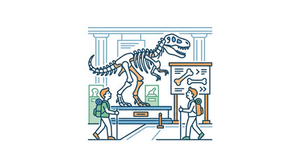 Dinosaur Skeleton Display in Museum Exhibit Hall. © kur