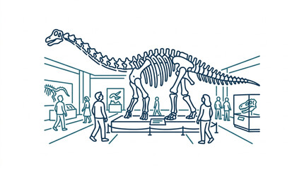 Dinosaur Skeleton Display in Museum Exhibit Hall. © kur