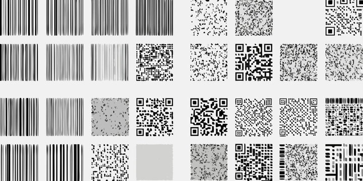 Collection Of Barcode And Qr Code Symbols Vector Illustration