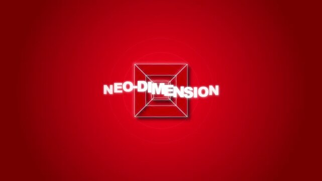 Geometric abstract animation with rotating wireframe cube and text title