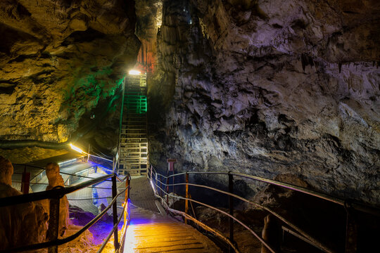 Tourist trail in the Great Azish Cave. Krasnodar krai
