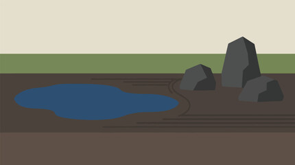 Minimalist zen garden pond with decorative stones meditation tranquil © FATEMA