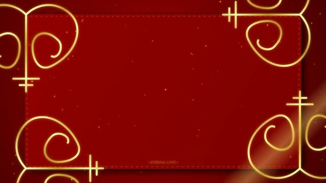 Elegant Red Background with Golden Ornament Frames for Romantic Events