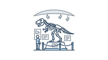 Dinosaur Skeleton Exhibit in Museum Display. © konco