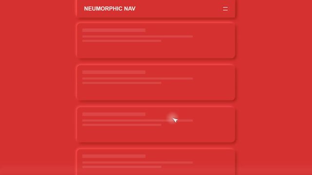 Neumorphic User Interface Navigation Bar with Interactive Cursor Movement