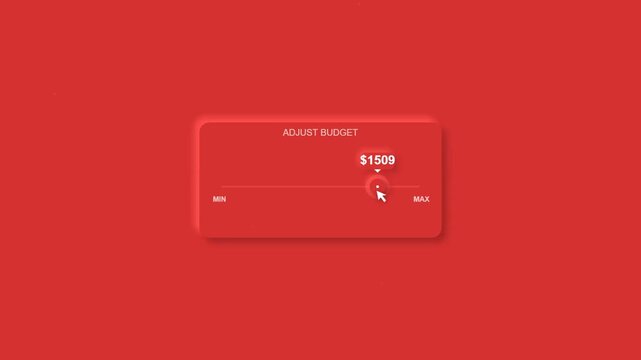 Cursor adjusts price slider for budget selection on red background