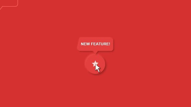 Cursor clicking a red button with a star icon revealing new feature popup