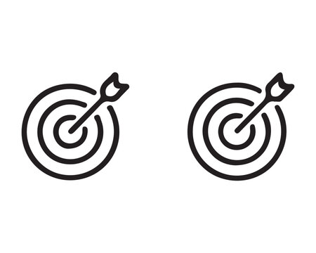 Two minimalist bullseye target icons with arrows business growth target market bullseye achievement strategy business marketing accuracy objective planning performance minimalist progress