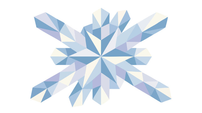 Abstract geometric crystal or star shape with blue and white triangular facets, abstract