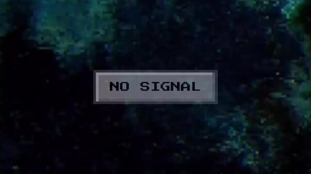 Visual representation of a critical broadcast error with 'NO SIGNAL' prominently displayed on a digital screen, indicating technical difficulties and communication breakdown