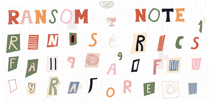 Collage Style Ransom Note Typography With Mixed Textures And Colors