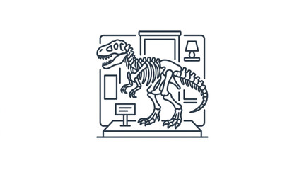 Dinosaur skeleton illustration in office setting. © Dne