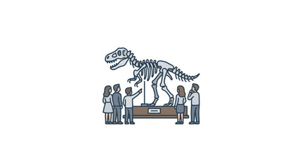 Dinosaur Skeleton Exhibit with Museum Visitors. © Dne