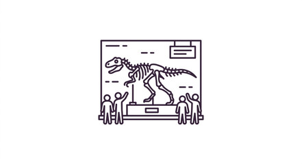 Dinosaur skeleton exhibit with museum visitors observing. © Dne