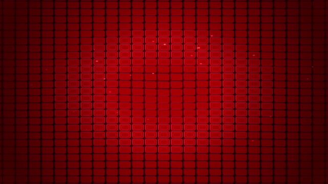 Red background with glowing pulsing grid pattern and floating particles