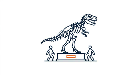 Dinosaur Skeleton Exhibit with Visitors Observing. © Dne
