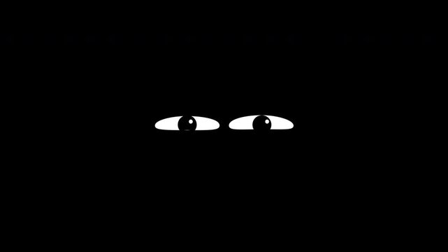 Creative UI Loading Animation Eye Blink Move Left Right Clean White Loop Transparent Background