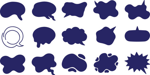 Fototapeta premium Collection of various dark blue cartoon speech bubbles on white background